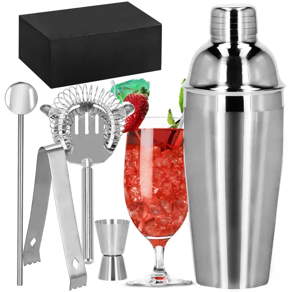 5 részes rozsdamentes acél koktél shaker szett, 550 ml