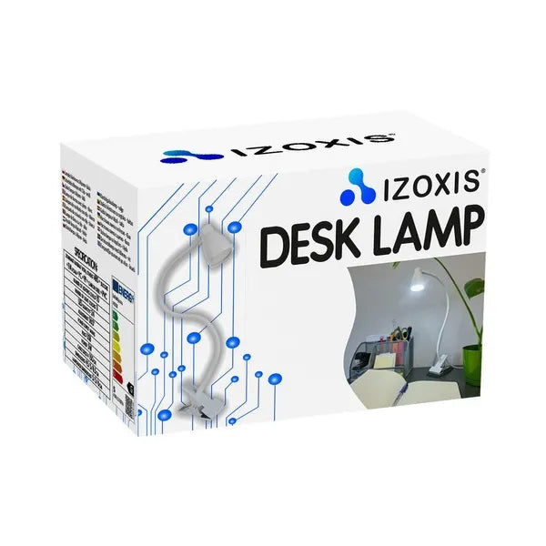 Fehér LED asztali lámpa csipesszel és talppal, USB, 3 szín, 10 fényerő