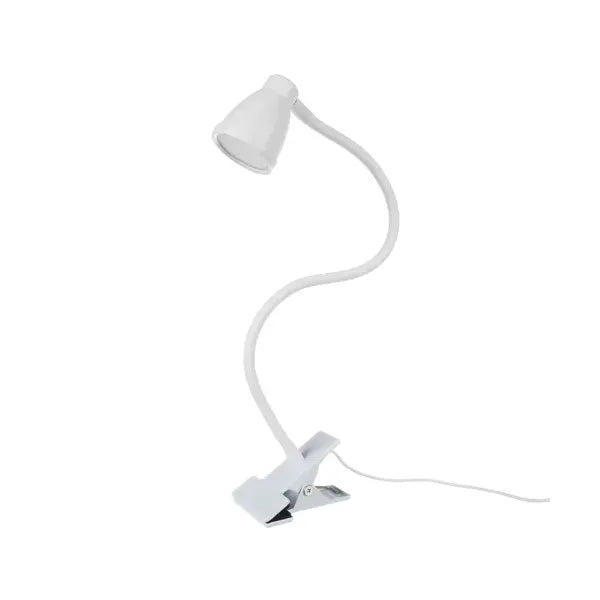 Fehér LED asztali lámpa csipesszel és talppal, USB, 3 szín, 10 fényerő