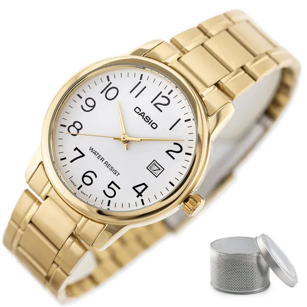 Casio MTP-V002G-7B2 arany férfi karóra, kvarc, acél szíj, 36 mm