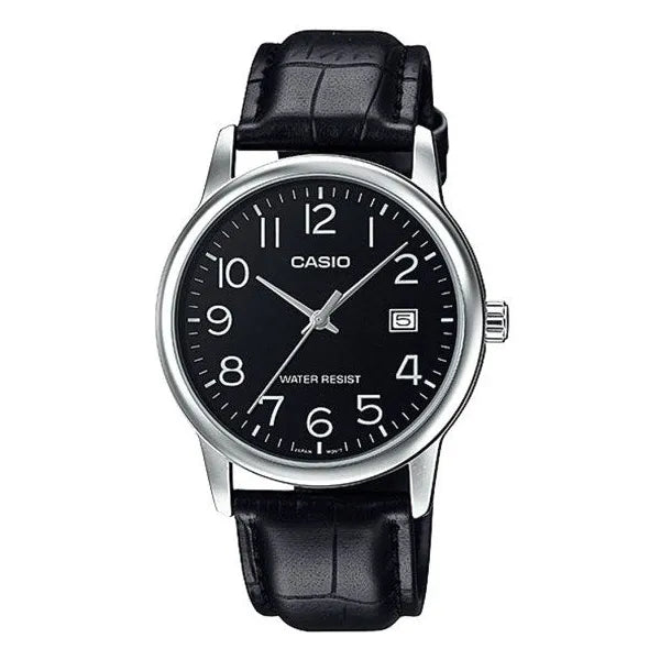 Casio férfi kvarc óra MTP-V002L-1BUDF, 44 mm, fekete számlap, bőrszíj