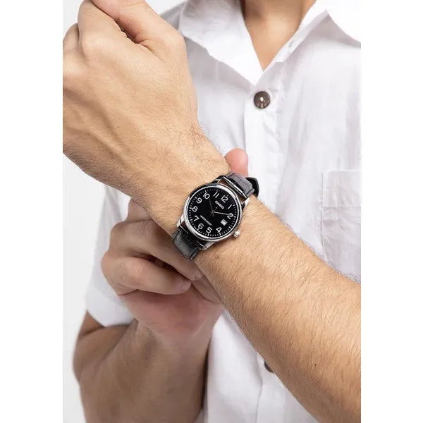 Casio férfi kvarc óra MTP-V002L-1BUDF, 44 mm, fekete számlap, bőrszíj