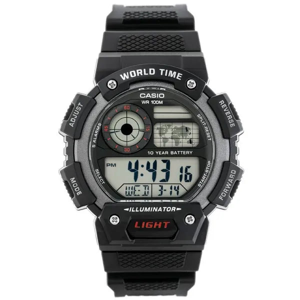 Casio AE-1400WH-1AVDF férfi digitális sportóra, WR100, LED világítás