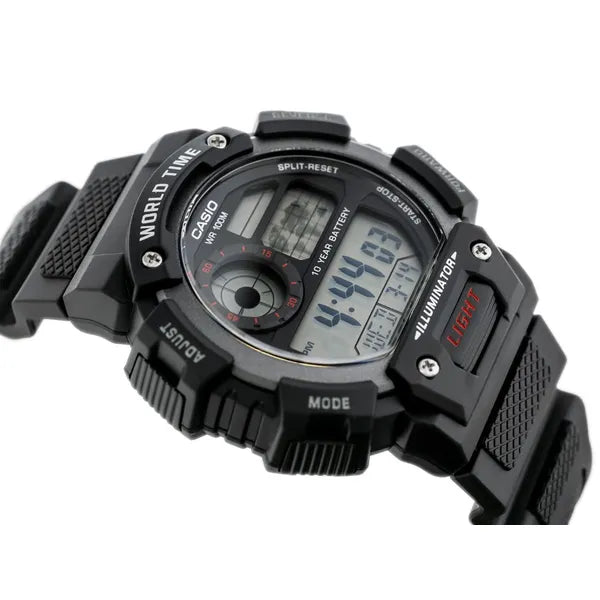 Casio AE-1400WH-1AVDF férfi digitális sportóra, WR100, LED világítás