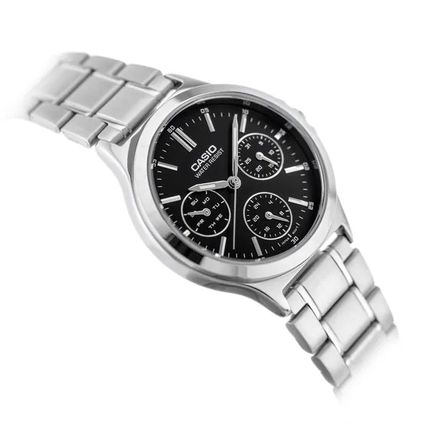 Casio LTP-V300D-1A női kvarc óra, rozsdamentes acél, fekete számlap, WR50M