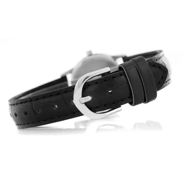 Casio női karóra LTP-V002L-7BUDF, fekete bőrszíj, ezüst számlap, 25 mm, WR30