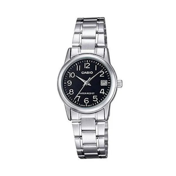 Casio női karóra, fekete számlap, acél szíj, 25 mm, WR30