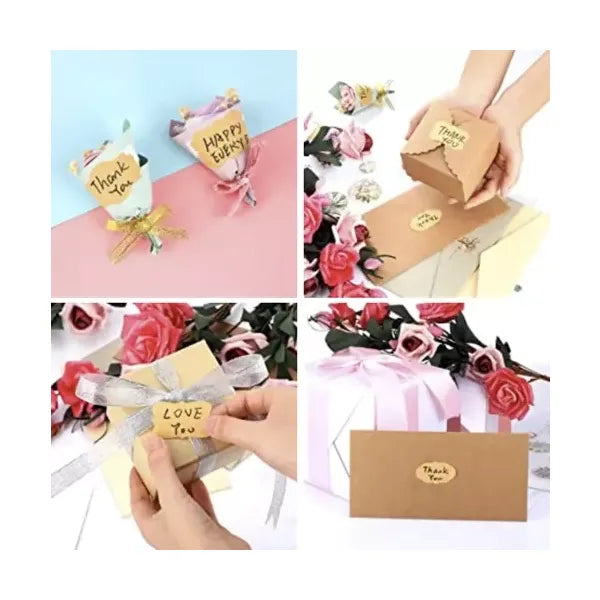 Öntapadó barna címke szett, 300 db, 3×5 cm, 3 mintával, tekercsen