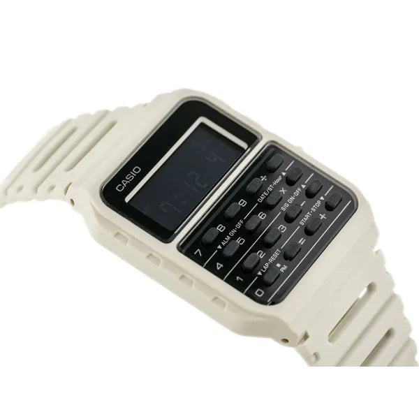 Casio Vintage CA-53WF-8B férfi digitális karóra kalkulátorral, fehér
