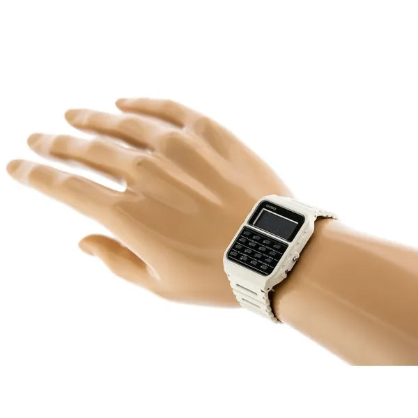Casio Vintage CA-53WF-8B férfi digitális karóra kalkulátorral, fehér