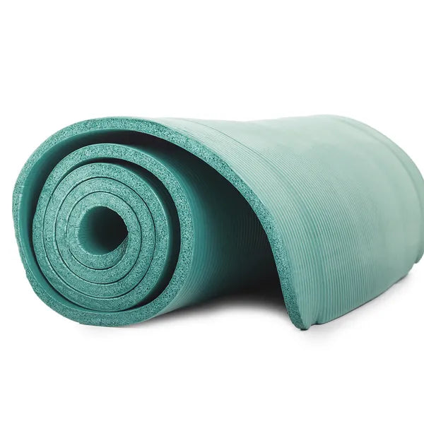 Zöld 180×60 cm-es, 1 cm vastag csúszásgátló jógaszőnyeg hordozószíjjal