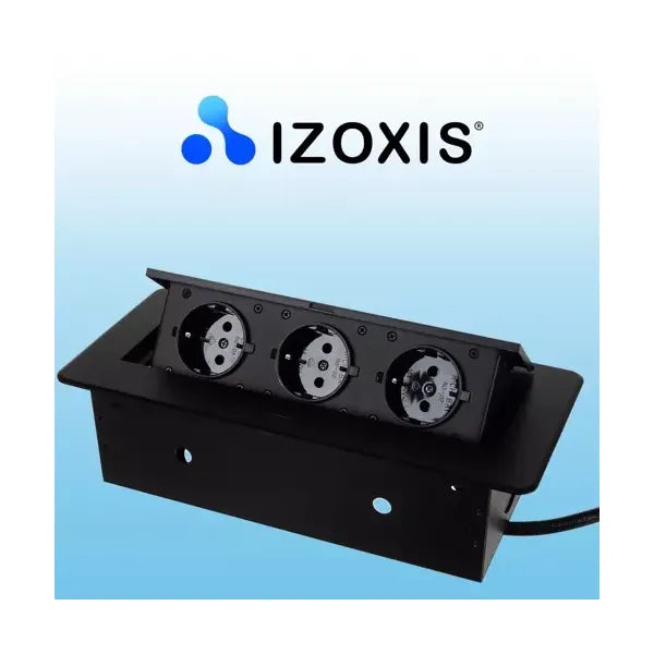 Süllyesztett hármas pultkonnektor, fekete, 230 V, 3300 W, 1,9 m kábel