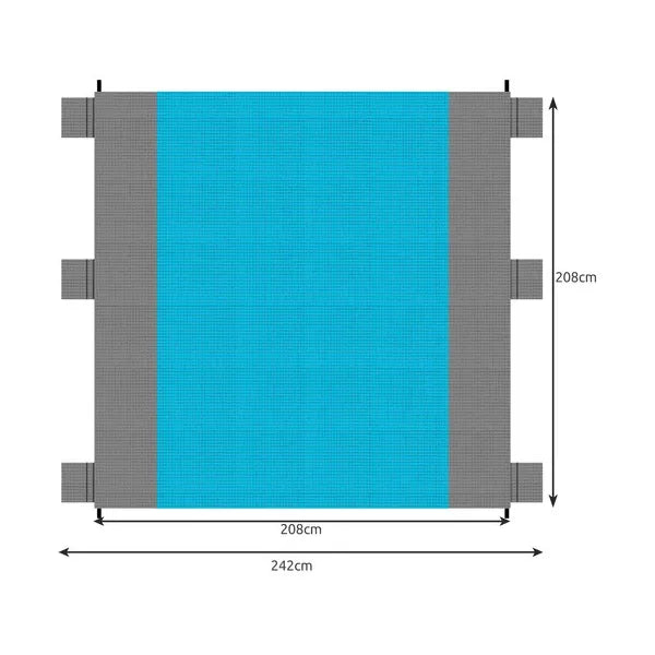Vízhatlan XXL strand- és pikniktakaró zsebekkel 208×208 cm, szürke/kék