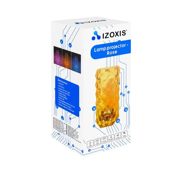 Kristály rózsa projektoros LED lámpa, 16 szín, USB-tölthető, távirányítós