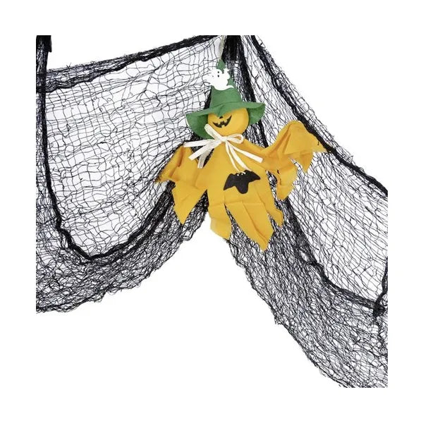 Fekete Halloween dekorációs pókháló, 198x76 cm, nylon