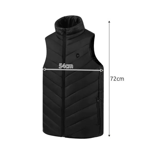 Fűthető unisex mellény, M méret, 9 zónás USB-ről, fekete