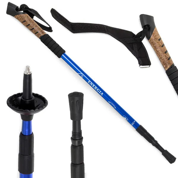 Nordic walking túrabot, kék, alumínium, 64-135 cm, anti-shock, 3 fej