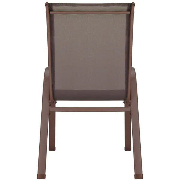 Barna textilén kerti szék, acél vázzal, 2 db, 92×53×72 cm, 120 kg teherbírás