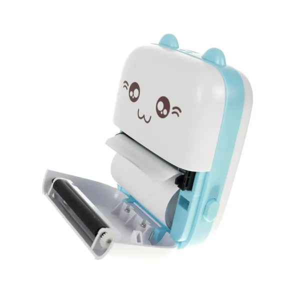 Bluetooth mini hőnyomtató cicás dizájn, 11 tekercs, USB-C, 11×7,8×3,7 cm