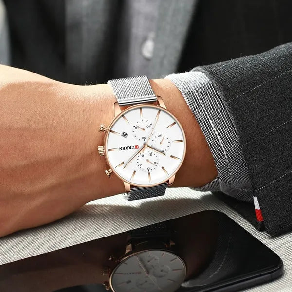 Curren 8339 férfi quartz kronográf karóra rozéarany-ezüst, 42 mm