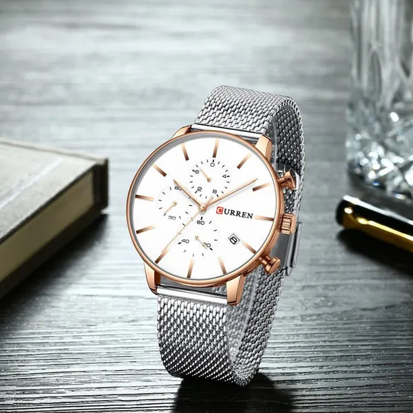 Curren 8339 férfi quartz kronográf karóra rozéarany-ezüst, 42 mm