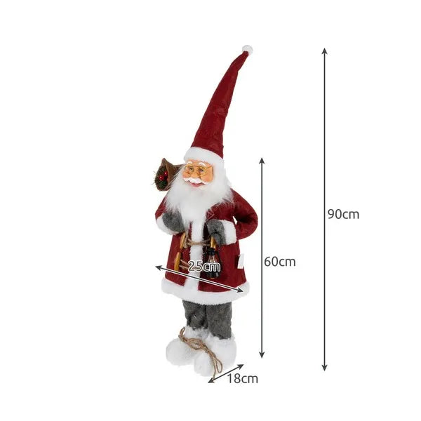 Mikulás dekorációs figura aranyszemüveggel, 60 cm