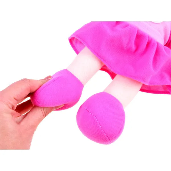 Zsuzsi rongybaba 33 cm, rózsaszín ruhában, puha plüss