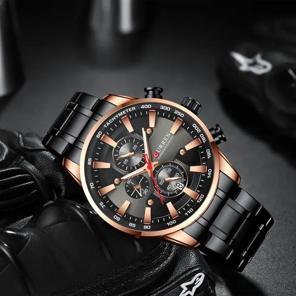 Curren 8351 férfi kronográf karóra rosegold-fekete WR30