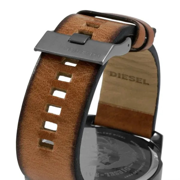 Diesel Mega Chief férfi karóra, kronográf, 51 mm, barna bőr szíj
