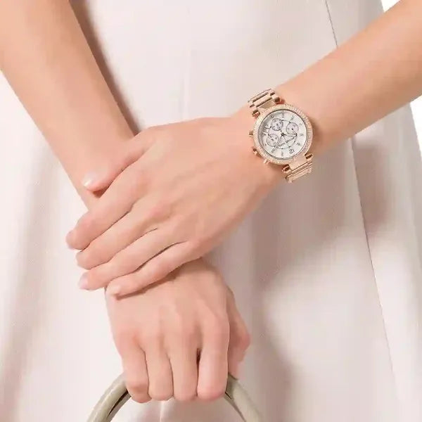 Michael Kors Parker MK5491 női karóra, rozéarany, kronográf, WR100