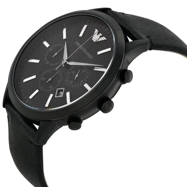 Emporio Armani Renato AR2461 férfi karóra, bőr szíj, kronográf, fekete