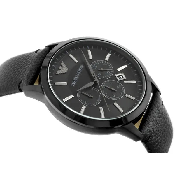 Emporio Armani Renato AR2461 férfi karóra, bőr szíj, kronográf, fekete