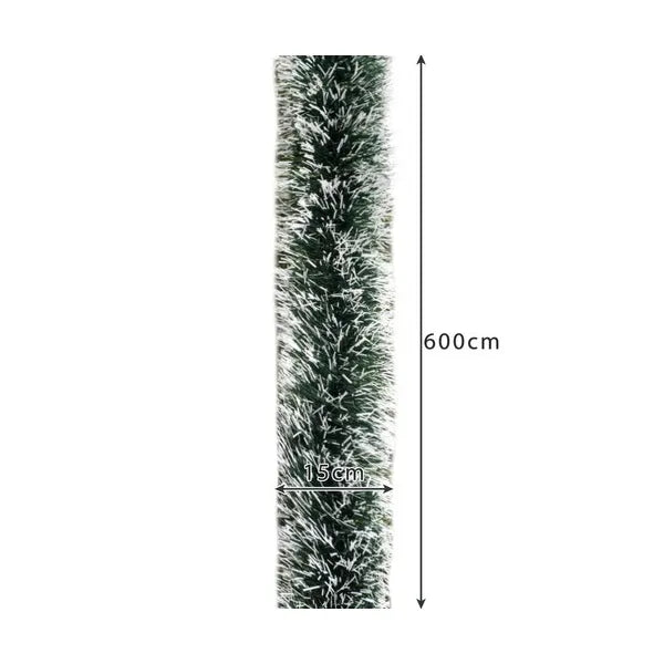 Zöld-fehér havas karácsonyfagirland, 6 m hosszú, 15 cm vastag