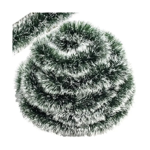 Zöld-fehér havas karácsonyfagirland, 6 m hosszú, 15 cm vastag