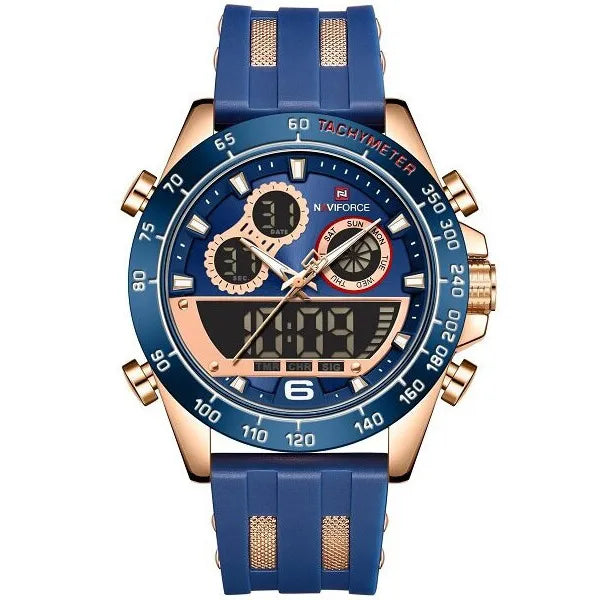 Naviforce NF9188T férfi karóra, kék szilikon szíj, quartz, WR30