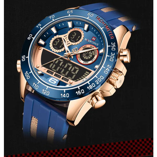 Naviforce NF9188T férfi karóra, kék szilikon szíj, quartz, WR30