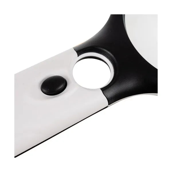 LED megvilágítású kézi nagyító 3×/8×, 70 mm lencsével, ergonomikus