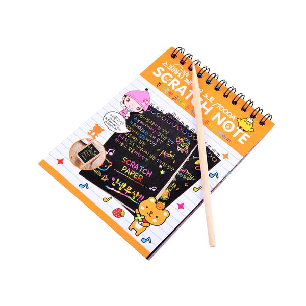 Szivárványos A6 kaparós jegyzetfüzet 10 lapos fa tollal