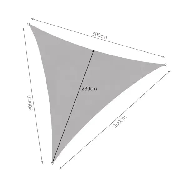 Háromszög napvitorla 3x3x3 m, szürke, vízálló poliészter 120 g/m²