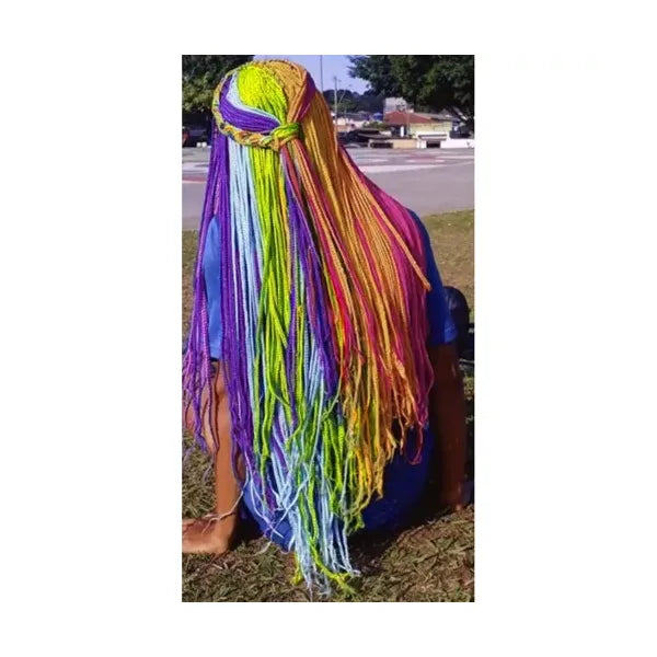 60 cm szivárványszínű szintetikus fonott póthaj, UV- és hőálló