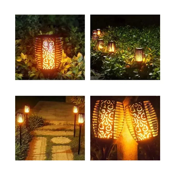 LED napelemes kerti fáklya lámpa, meleg fehér, 51 cm