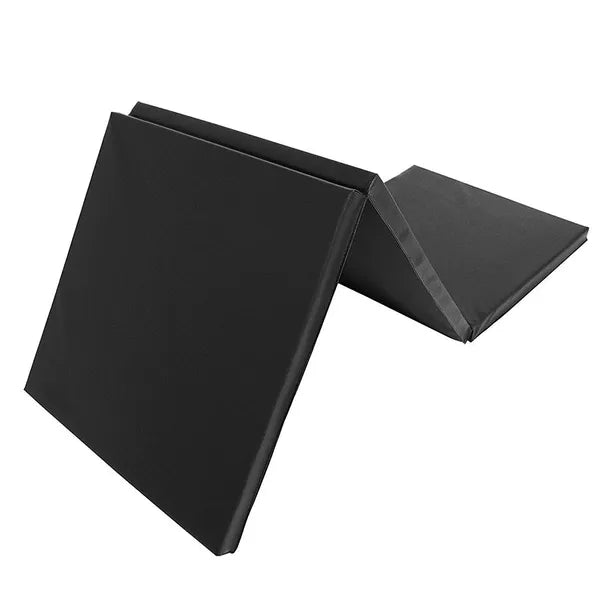 Összecsukható fekete fitnesz szivacsmatrac 180x60x5 cm, hordfüllel