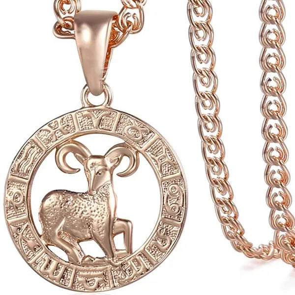 Nyilas csillagjegy nyaklánc - rózsaarany amulett