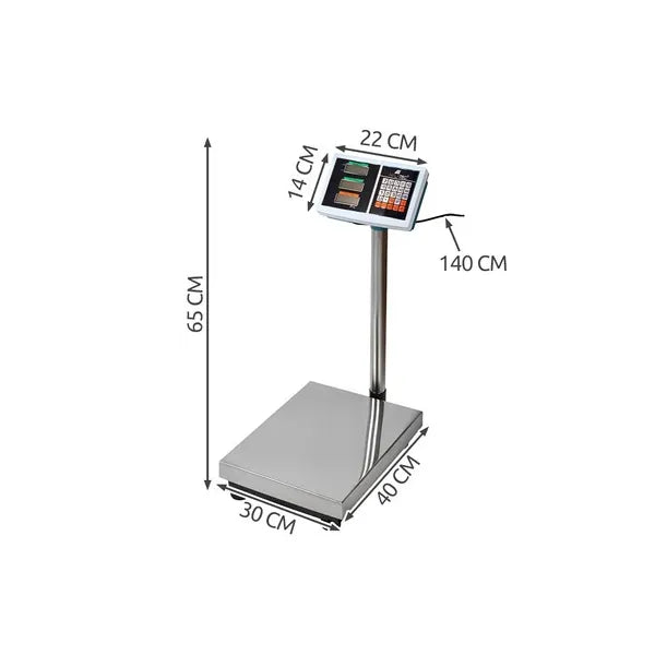 Raktári elektronikus mérleg 100 kg-ig, LCD kijelző, rozsdamentes acél