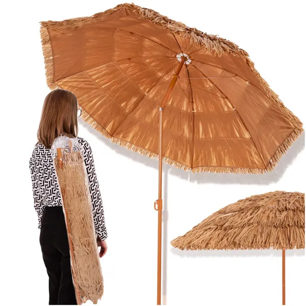Strand napernyő 160 cm barna, dönthető, hordtáskával