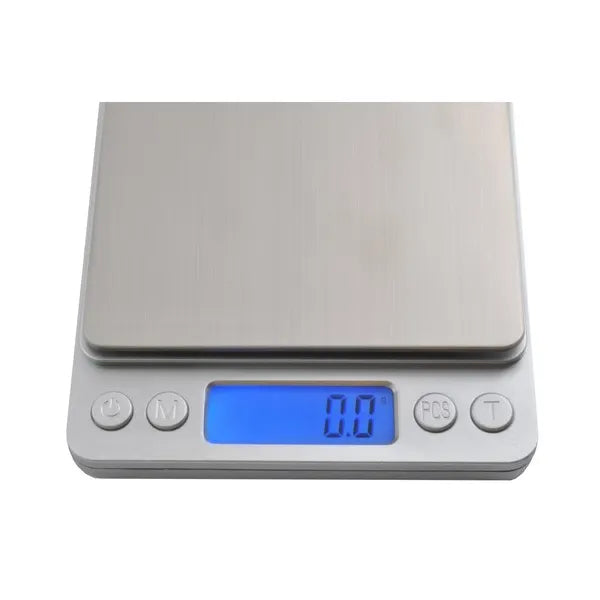 Precíziós digitális konyhai mérleg 0,1 g pontosság, 2 kg, LCD, 2 tál