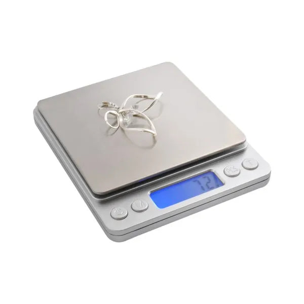 Precíziós digitális konyhai mérleg 0,1 g pontosság, 2 kg, LCD, 2 tál