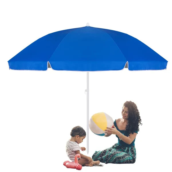 Strand napernyő 240 cm, sötétkék-ezüst, dönthető, hordtáskával