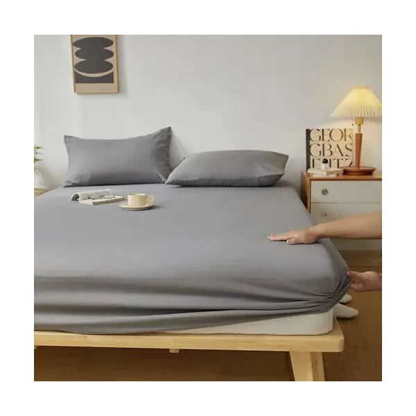 Gumis pamut jersey lepedő 180x200 cm, szürke, 20 cm matracra