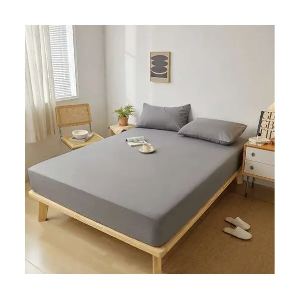 Gumis pamut jersey lepedő 180x200 cm, szürke, 20 cm matracra